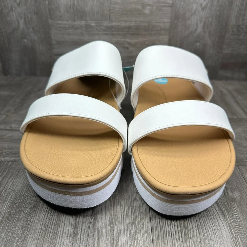 Reef Banded Horizon Hi Women 11 White Platform Slide Sandals NEW CI8435